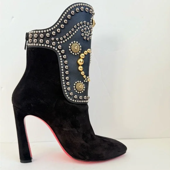 Christian Louboutin Alix Bootic 100 mid calf bootie in Black Suede leather EU37 - Picture 11 of 13